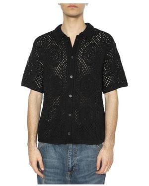 Levi's Overhemden ,Zwart ,Sweater Camp Shirt Pointelle Crochet