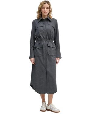 Lacoste Button Front Pocket Midi Dress - Schwarz