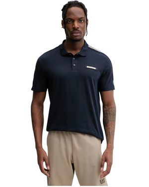 EA7 Logo Serie Katoen-Jersey Polo - Blauw