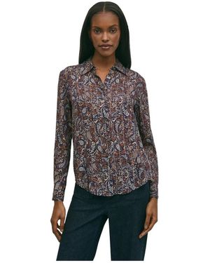 Brooks Brothers Overhemden ,Veelkleurig ,Polyester Paisley Blouse Met Verlaagde Schouder - Grijs