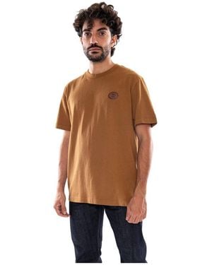 Timberland Tops ,Bruin ,Katoen Leather Badge Hw Ss Tee