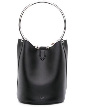 Alaïa Schwarze Glattkorn-Eimer-Tasche