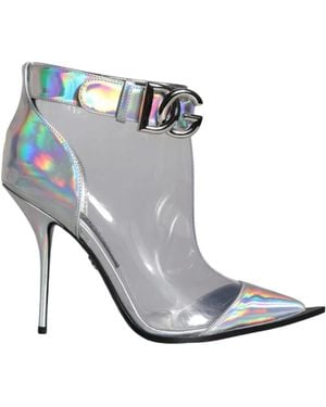 Dolce & Gabbana Iridescent Pvc Pointed Short Boots Shoes - Metallic