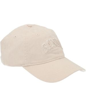 Ganni Accessoires ,Katoen Geborduurd Logo Baseballpet - Naturel