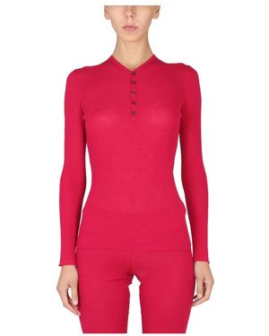 DSquared² Truien & Vesten ,Roze ,Wol Button Ribbed Sweater - Rood