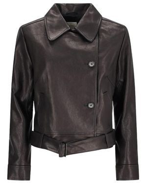 Magda Butrym Jassen ,Zwart ,Leer Leather 04 Jacket