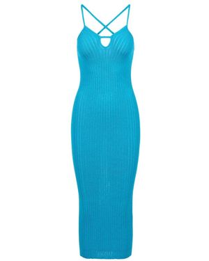 Iceberg Türkises Niedrig Geschnittenes Geripptes Bleistiftkleid - Blau