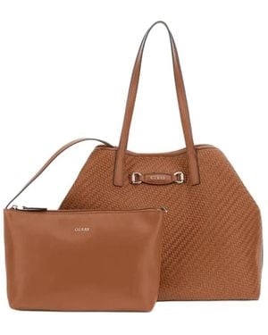 Guess Geweven Shopper - Bruin