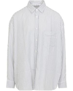 Acne Studios Overhemden ,Blauw ,Gestreepte Knopenblouse - Wit