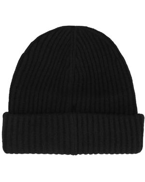 Ganni Accessoires ,Zwart ,Wol Ribbed Knit Beanie