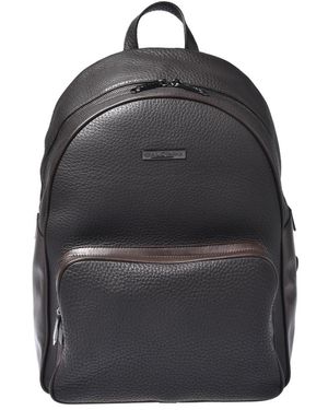 Baldinini Dark Tumbled Leather Rucksack - Zwart