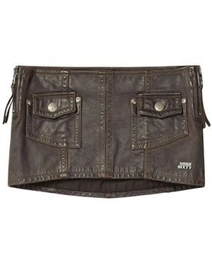 Miss Sixty Rokken ,Bruin ,Leer Patch Pocket Mini Rok