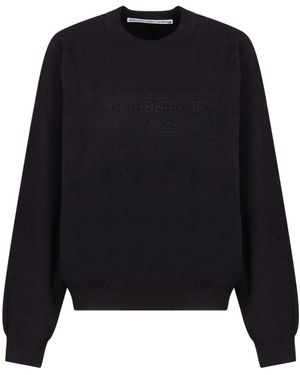 Alexander Wang Schwarzer Logo-Geprägter Pullover - Blau
