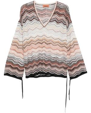 Missoni Truien & Vesten ,Veelkleurig ,Pailletten Chevron Lamé Viscose Blouse Met Pailletten - Meerkleurig