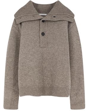 Studio Nicholson Truien & Vesten ,Bruin ,Wol Orena Sweater Met Knoopsluiting - Grijs