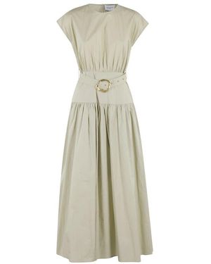 Isabelle Blanche Tee Farbe Ärmelloses Midi Kleid - Grün