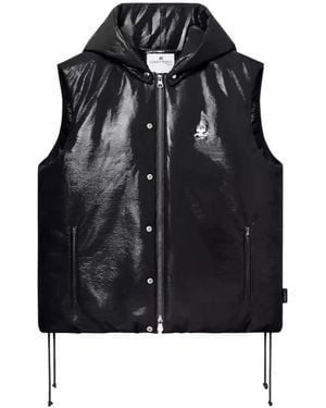 Courreges Schwarze ärmellose steppweste vinyl-effekt