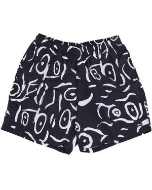 Obey Schwarze Multi Shorts Elastischer Kordelzug Tasche - Blau
