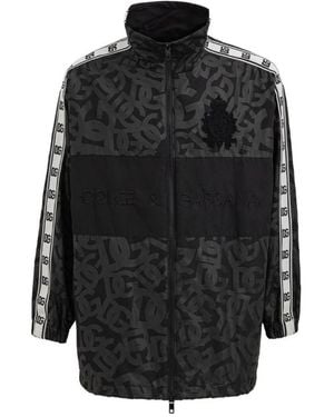 Dolce & Gabbana Jassen ,Zwart ,Polyester Monogramprint Track Jacket
