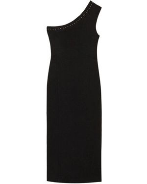 Actitude Kleedjes ,Zwart ,Leer One-Shoulder Longuette Jurk