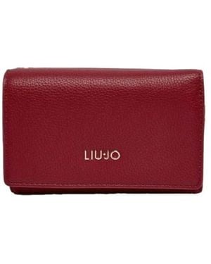 Liu Jo Accessoires ,Rood ,Polyester Grote Portemonnee Met Rits