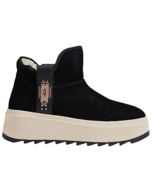 Ash Schwarze Leder Plateau Stiefeletten