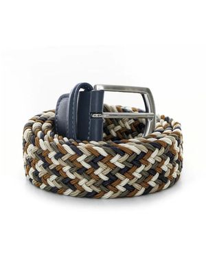 Anderson's Accessoires ,Veelkleurig ,Leer Elastische Geweven Riem - Zwart