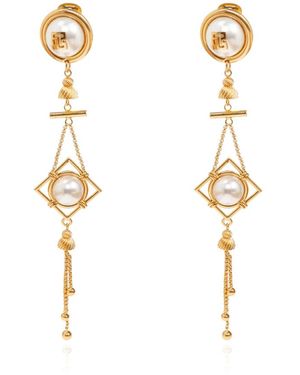 Balmain Lange Oorbellen Met Glazen Parels - Metallic