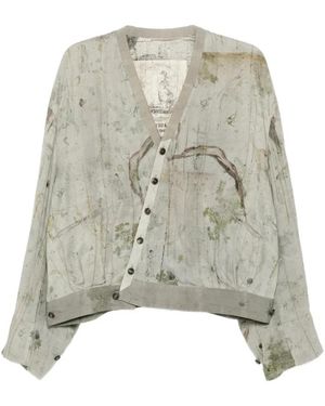 Ziggy Chen Truien & Vesten ,Grijs ,Printed Silk Jacket