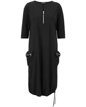 Doris Streich Casual Kleid Mit Reißverschlusstaschen - Schwarz