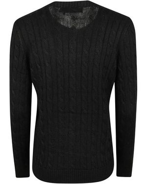 Ralph Lauren Strickjacke Aus Baumwolle Mit Zopfmuster - Schwarz
