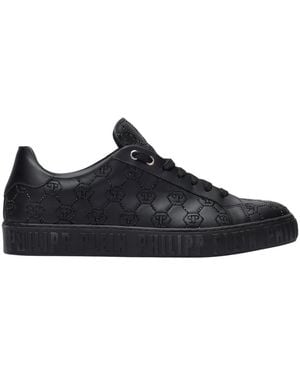 Philipp Plein Low-Top Sneakers Carson Monogram Strass - Schwarz