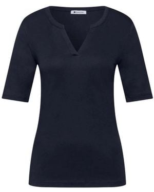 Street One Tops ,Blauw ,Katoen Cotton Crew Neck T-Shirt
