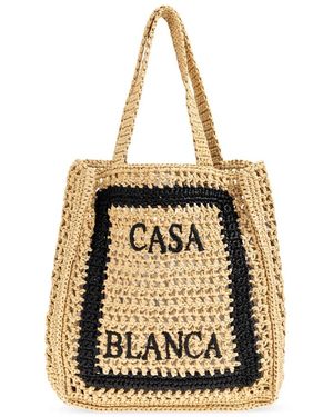 CASABLANCA Natur-Raffia-Tragetasche - Mettallic