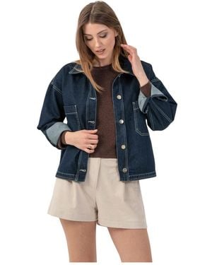 Kocca Kurze Jacke Im Denim-Look - Blau