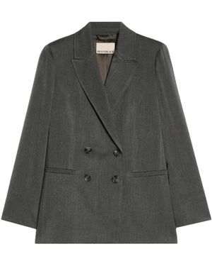 Pennyblack Jassen ,Grijs ,Leer Dubbelrijige Blazer Van Viscose Stretch