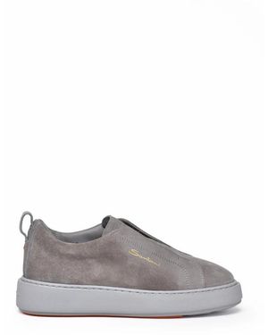 Santoni Slip-On Suede Trainers - Grey