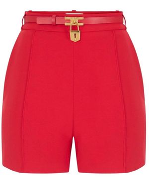 Elisabetta Franchi Korte Broeken ,Rood ,Lichte Crêpe Shorts