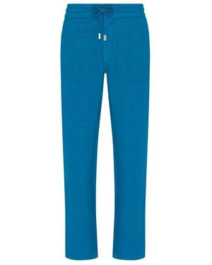 Vilebrequin Broeken ,Blauw ,Linnen Linnen Broek Regular Fit Effen
