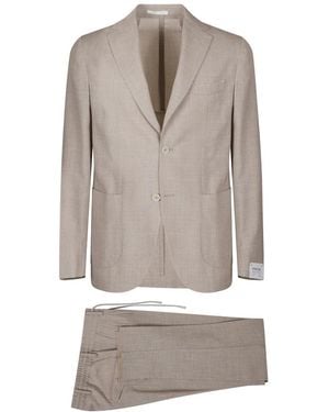 Eleventy Kostuums ,Leer Single Breasted Suit - Grijs