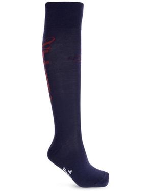 Vivienne Westwood Ondergoed ,Blauw ,Wol Logo Sokken