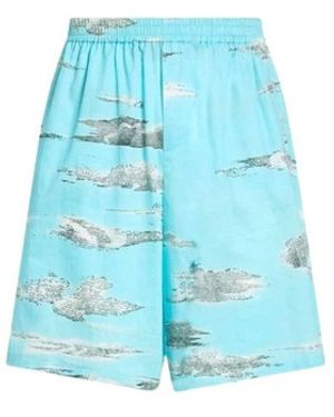 Moschino Archive Clouds Katoenen Poplin Bermuda Shorts - Blauw