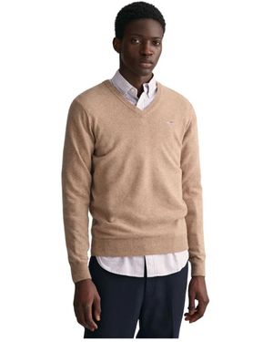 GANT Klassischer v-ausschnitt wollpullover - Natur