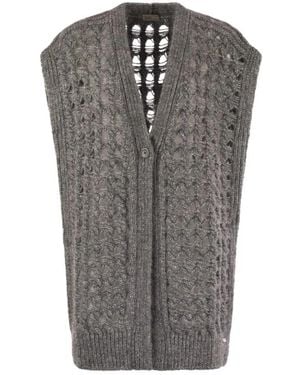 Herno Lange Ärmellose Strickjacke - Grau