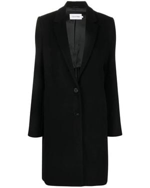 Calvin Klein Single-Breasted Coats - Black