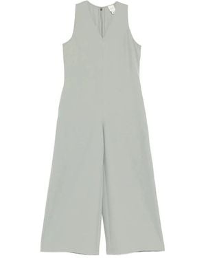 Calvin Klein V-Neck Jumpsuit Met Wijde Pijpen En Ritssluiting - Grijs