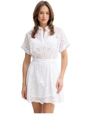 Ermanno Scervino Eyelet Drawstring Dress - Weiß