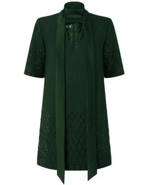 Pinko Blauw Groen Lipogramma Stijl Jurk