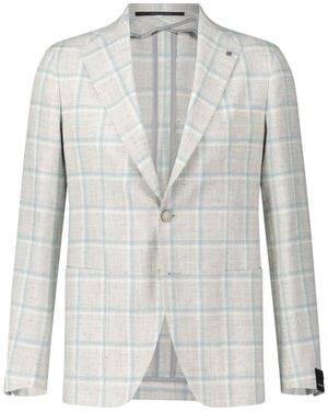 Tagliatore Blazer in lino a quadri - Grigio
