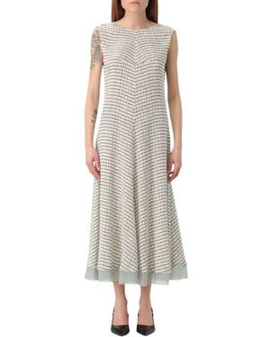 Fendi Kariertes Muster Ausgestellter Rock Kleid - Grau